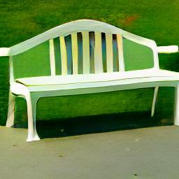 generated: a white plastic bench with a high arched back #5